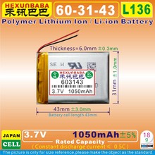 [L136] 3.7V 1050mAh [603143] Polymer lithium ion / Li-ion battery for DVR,GPS,mp4,mp5,speaker;instead of 603443,mp3 2024 - buy cheap