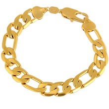 Thick Figaro Bracelet  Yellow Gold Filled Bracelet For Women Men 22cm Long 2024 - buy cheap