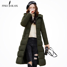 Черные Теплые зимние куртки PinkyIsBlack, женские модные длинные парки с хлопковой подкладкой, повседневное зимнее пальто с капюшоном, женское утепленное тонкое пальто 2024 - купить недорого