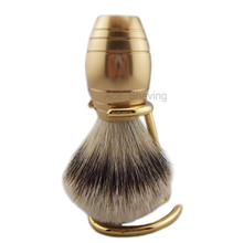 Golden Color Stainless Metal Handle Shaving Beard Brush Silvertip Badger HiarKnot Barber Kits 2024 - buy cheap