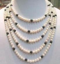 Collar de perlas AKOYA, 6-7MM, NATURAL del Sur, Blanco, Negro, 100 pulgadas 2024 - compra barato