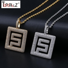New designed Soild back Pendant Necklace Hip Hop Gold Silver Color Micro Paved Bling CZ Charm Chain Jewelry 2024 - buy cheap