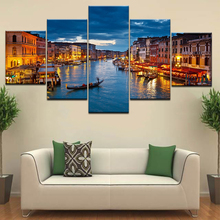 Холст настенные картины модульный Декор для гостиной 5 штук раннее утро Венеция-город на воде картина HD принты плакаты каркас 2024 - купить недорого