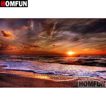 HOMFUN Full Square/Round Drill 5D DIY Diamond Painting "Seaside sunset" Embroidery Cross Stitch 5D Home Decor Gift A08164 2024 - buy cheap