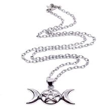 Triple Luna colgante diosa Wicca collar con Pentáculo de plata Vintage gótico collares de declaración collar de joyería de moda de las mujeres 2024 - compra barato