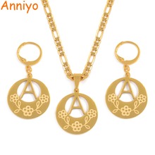 Anniyo A-Z Pendant Necklace sets Gold Color & Stainless Steel Initial Letter for Women Girls,English Alphabet Jewelry #039121P 2024 - buy cheap
