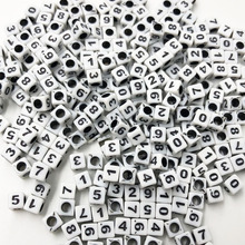 100 pcs 6mm White Black Acrylic Cube Number Alphabet Beads spacer 2024 - buy cheap