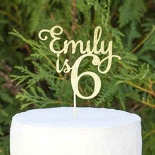 Custom Name Number Happy Birthday Cake Topper Personalized Gifts Children's Birthday Glitter Wood Cake Topper Party Decorations 2024 - buy cheap