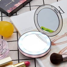 Mini espelho de maquiagem com luz led, recarregável, 3x, aumento, maquiagem, viagem, portátil, iluminação, maquiagem 2024 - compre barato