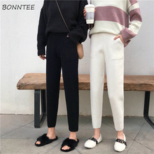 Pantalones Mujer 2019 Retro todo-fósforo Harem pantalones cintura alta bolsillos Mujer tobillo-longitud Color sólido moda estilo coreano Simple 2024 - compra barato