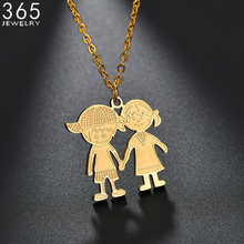 2018 Hot Sale Stainless Steel Boy Girl Necklace For Women Gold Color Lovers Couple Pendant Necklaces Wedding Gift 2024 - buy cheap