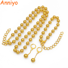 Anyo colar com miçangas, brincos, pulseira, joia, conjunto para mulheres, bola com correntes contas, cor dourada, africano, presente de noiva #196006 2024 - compre barato