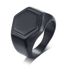 Dull Polishing Black Hexagon Ring 316L Stainless Steel Women Mens Black Style Fashion Simple Hexagon Ring 2024 - buy cheap