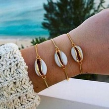 1 Pcs New Fashion Style Wholesale Gold Color Genuine Cowrie Shell Bracelet In Adjustable Fashionable Chain Bracelet For Women 2024 - buy cheap