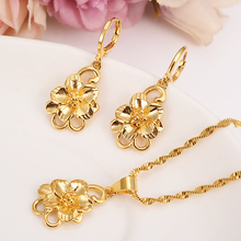 Gold dubai india  flower African jewelry Set  Necklace pendant Earrings  Ethiopia Eritrea wedding bridl jewelry for women girl 2024 - buy cheap