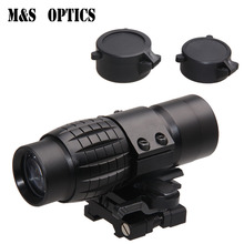 M & S OPTICS-mira telescópica compacta para caza, lupa 3X de punto rojo con cubiertas abatibles hacia arriba y montaje de riel Picatinny lateral 2024 - compra barato