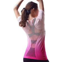 CKAHSBI Fitness Breathable Sportswear Women T Shirt Sport Yoga Top Quick-Dry Running Shirt Gym Clothes Tops Hollow Out Shirt 2024 - buy cheap