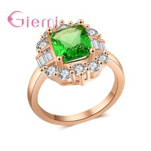 Best Selling Elegant Rose Gold Green Zircon Pave Micro Cubic Zirconia Rings Fashion Oval Shape Women Romantic Jewelry 2024 - buy cheap