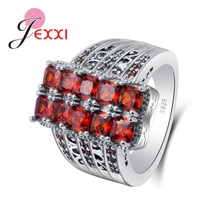 Authentic 925 Sterling Silver Rings Micro Paved Red Shiny Stones Vintage Rings for Women Man Jewelry Wedding Anel 2024 - buy cheap