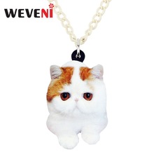 WEVENI Original Acrylic Cute Kitten Cat Necklace Pendant Collar Trendy Animal Jewelry For Women Girls Female 2018 Trendy Gifts 2024 - buy cheap