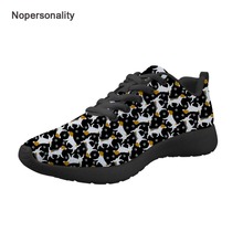 Nopersonality transpirable zapatos de mujer Negro Jack Russell Terrier de estampado de encaje de malla zapatos de la personalidad de la mujer de malla para mujer pisos 2024 - compra barato