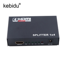 kebidu 3D 1080p 1 in 4 out  Splitter 5.1Gbps 1X4 4 Port Hub Repeater Amplifier 1.4 With EU US Power Supply 2024 - buy cheap