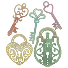 Locks and Keys Set Metal Cutting Dies Stencil for DIY Scrapbooking Photo Album Embossing Paper Cards Crafts Diecuts New 2018 2024 - buy cheap