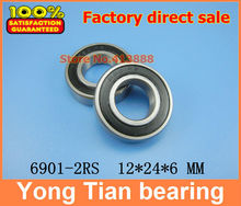 500pcs free shipping The Rubber sealing cover  Thin wall deep groove ball bearings 6901-2RS 12*24*6 mm 2024 - buy cheap