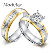 Modyle Trendy Wedding Rings CZ Stone Stainless Steel Ring Provide Mix Size Engagement Party Fine Jewelry For Women Men 2024 - buy cheap