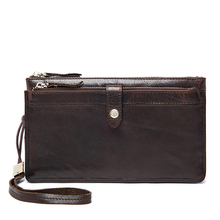 Genuine Leather Wallets Clutch Zipper Long Wallet Casual Men Clutch Bag Leather Men Wallet Male Purse Phone Card Holder 2024 - buy cheap