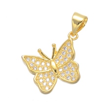 Micro Pave Butterfly Pendant 2017 New Silver Gold Butterfly Animal Charm Fit Bracelet Necklace 2024 - buy cheap