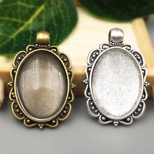 10 sets/lot  two color filigree cameo cabochon 18*25mm base setting pendant + clear glass cabochons Wholesale 2016(A1007) 2024 - buy cheap