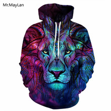 Hipster Colorful Lion Head Print 3D Streetwear Hoodies Men/Women Hiphop Tracksuit 2018 Fashions Sweatshirts Jacket Mens Clothing 2024 - buy cheap