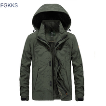 FGKKS Модные мужские куртки Военная супер толстая куртка с капюшоном 2018 Мужская ветрозащитная Водонепроницаемая зимняя куртка пальто 2024 - купить недорого