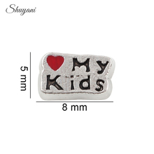 Talismã vintage de liga com letras love my kids, acessório flutuante para colares com medalhão em vidro, joias para diy f366 2024 - compre barato