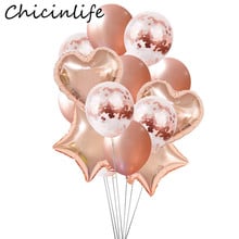Chicinlife-Globo de aluminio con confeti para fiesta de cumpleaños, suministros de boda, Estrella y corazón, de color rosa dorado 2024 - compra barato