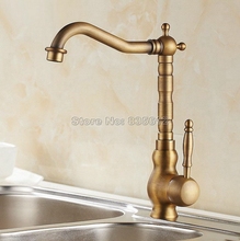 Deck Mounted Antique Brass Kitchen sink Bathroom Basin Mixer Tap /Single Handle + Single Hole Swivel Mixer Tap Wan001 2024 - buy cheap