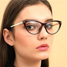 Óculos olho de gato retrô para miopia, armação de óculos triangular de metal com lentes transparentes 2024 - compre barato