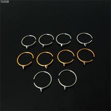 Free shipping wholesale 22G 0.6*8mm 100pcs plain1.5mm spike cone Septum Ring Stainless Steel titanium plated piercing nose ring 2024 - buy cheap