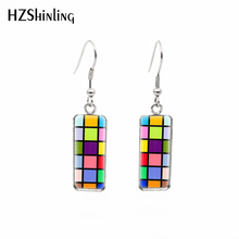 2019 New Color Checkerboard Rectangular Earring Checker Boards Fish Hook Earring Handmade Glass Dome Jewelry 2024 - buy cheap