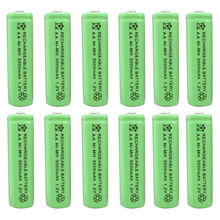 GTF AA 3000mAh 1.2V Ni-MH NiMH Rechargeable Battery For Watches, Mice, Computers, Toys and Flashlight Cell Green lots of Battery 2024 - buy cheap