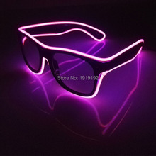 Vidros do el El Fio Moda Neon Light Up Brilho Forma de Obturador Óculos de sol Festa Rave Traje DJ Brilhante Óculos De Sol Por 3 V Motorista 2024 - compre barato