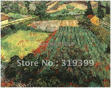 Linho lona pintura a óleo reprodução, campo com papoilas por vincent van gogh, 100% artesanal, frete grátis dhl, museu de qualidade 2024 - compre barato
