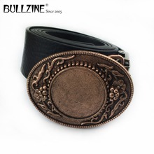 Bullzine blank DIY cowboy jeans gift belt buckle copper finish free PU belt with connecting clasp 03711-1 drop shipping 2024 - buy cheap