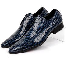 Dress shoes men genuine leather lace up smart casual shoes stone pattern plaid dark blue med heel height increasing moccasins 2024 - buy cheap