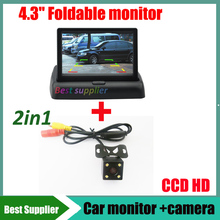 Auto Parking Assistance System 4.3 inch Digital TFT LCD Mirror Car Monitor + 4LED CCD HD Car Rear view parking backup Camera 2024 - buy cheap