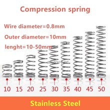 Mola de compressão de bobina pequena, mola de compressão de aço inoxidável, micro mola de compressão de ponto pequeno para impressora 3d 50 tamanhos 0.8*10*10-50 2024 - compre barato