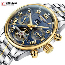 Carnival tourbillon-reloj de pulsera para hombre, deportivo, mecánico, a la moda, con correa de cuero, marca de lujo, uhren 2024 - compra barato