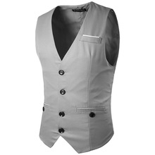 Vest Men's European And American Fashion Solid Color Multi-button Men's Vest Men's VestM15 2024 - buy cheap