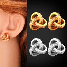 Starlord Stud Earrings For Women Fashion Jewelry Gold Color Cubic Zirconia Knotting Earrings E1617 2024 - buy cheap